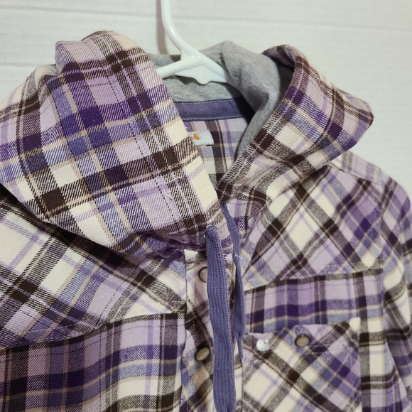 CARHARTT FOR WOMEN WARM FLANNEL HOODED SHIRT SIZE SMALL - Picture 2 of 6